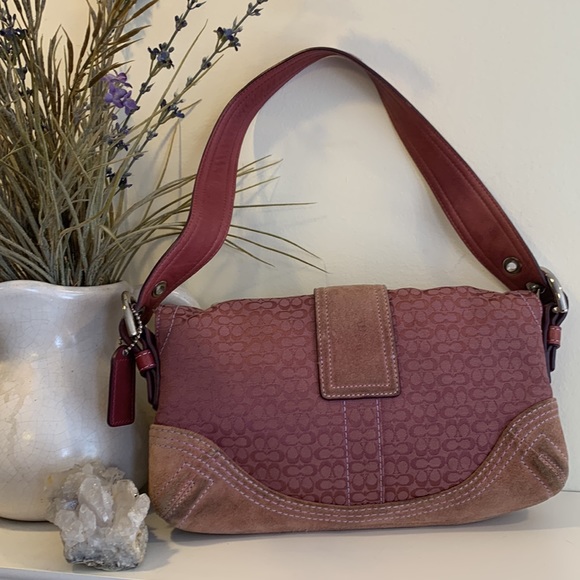 Coach rare y2k mauve monogram signature jacquard soho shoulder bag - Picture 5 of 9